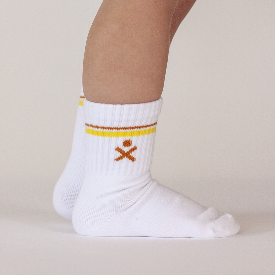 WANDER CREW SOCKS (RETRO YELLOW STRIPE)