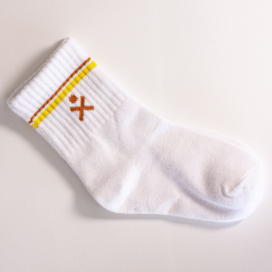 WANDER CREW SOCKS (RETRO YELLOW STRIPE)