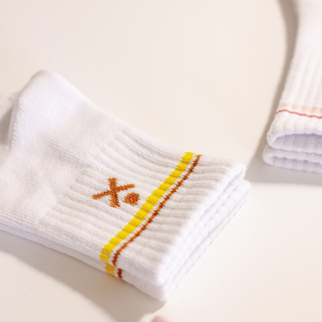 WANDER CREW SOCKS (RETRO YELLOW STRIPE)