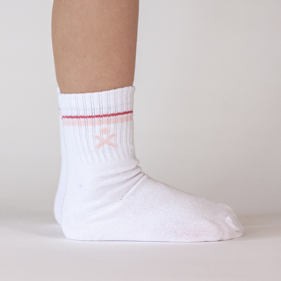 WANDER CREW SOCKS (RETRO PINK STRIPE)