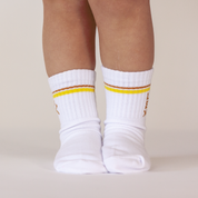WANDER CREW SOCKS (RETRO YELLOW STRIPE)
