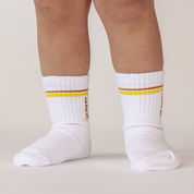 WANDER CREW SOCKS (RETRO YELLOW STRIPE)