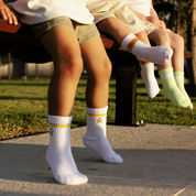 WANDER CREW SOCKS (RETRO YELLOW STRIPE)